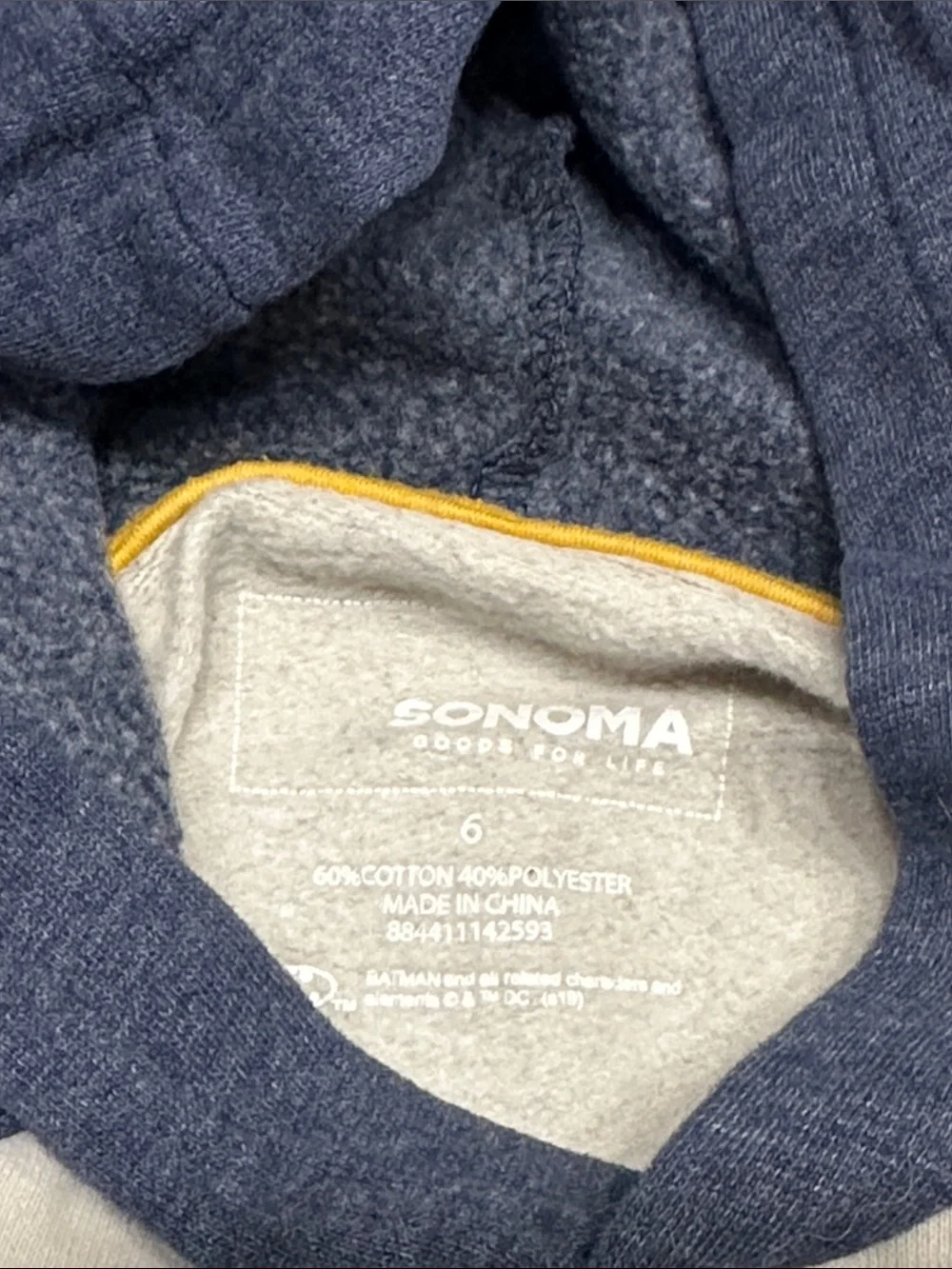 Sonoma Navy, Cream & Yellow Batman Logo Kids Hoodie